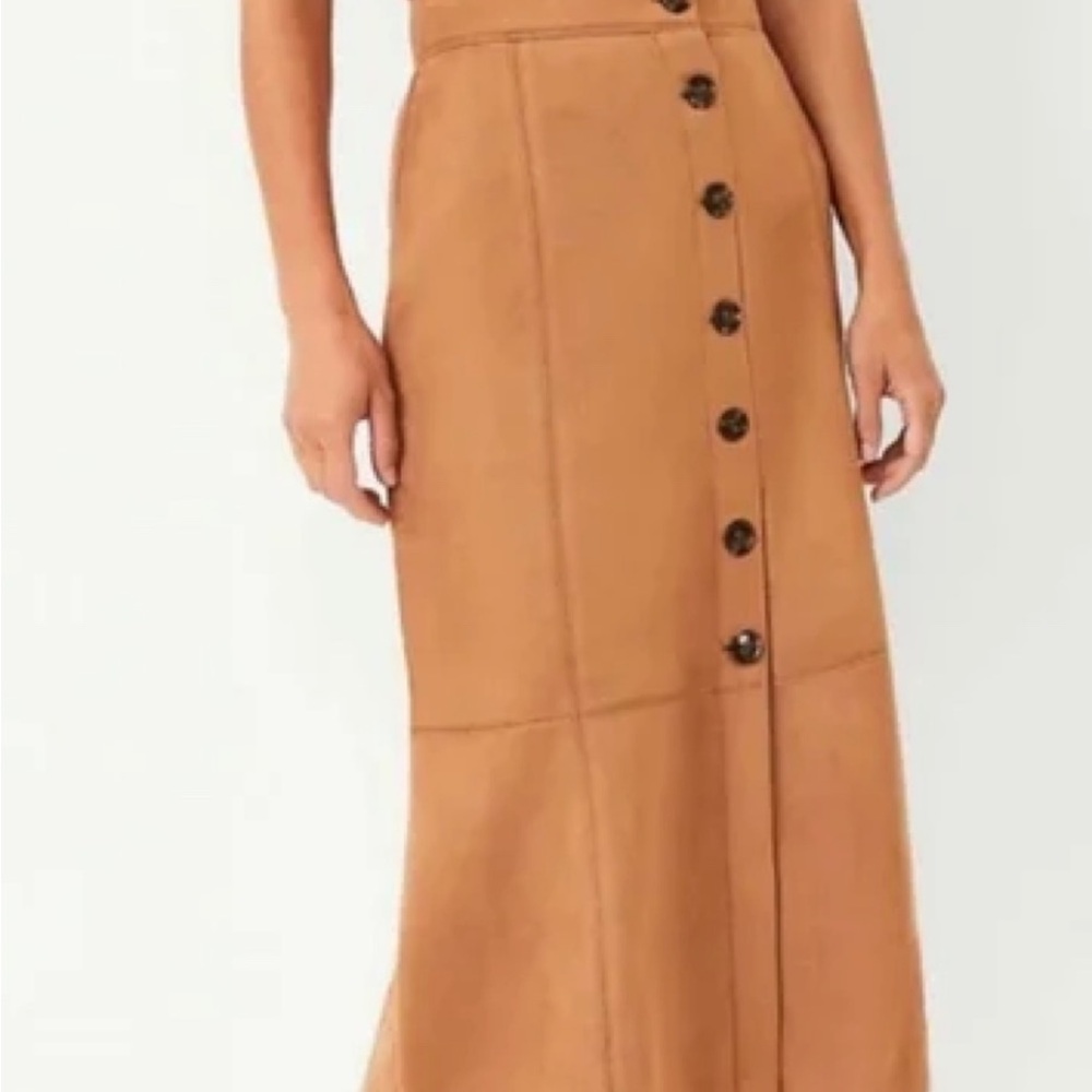 Faux Suede Midi Skirt